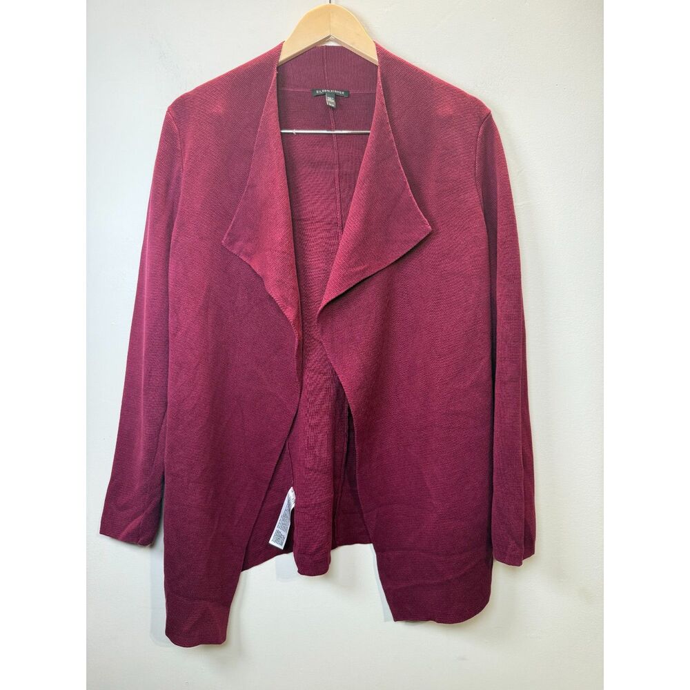 Eileen Fisher Open Knit Cardigan RedWomen’s Medium Lightweight Layering